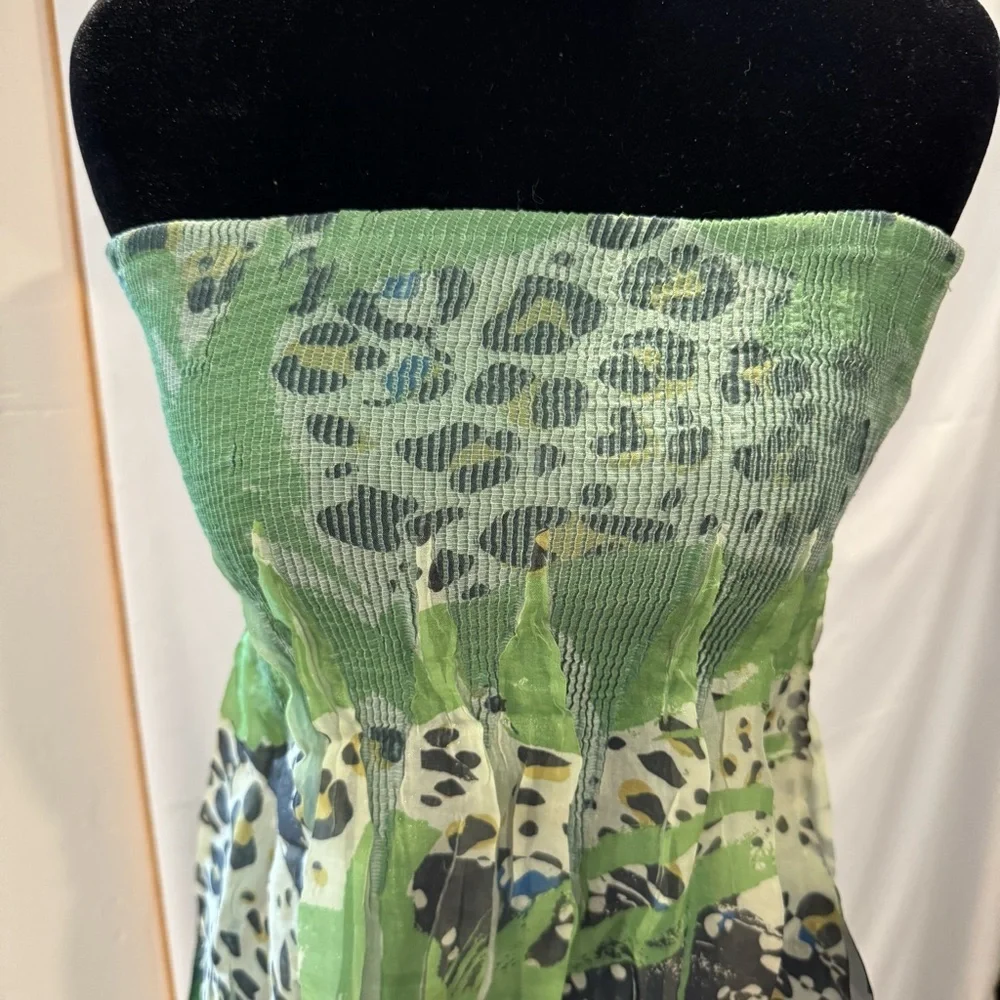 ANTHROPOLOGIE Lapis Boho Convertible Tube Maxi Skirt One Size Green Floral - Picture 2 of 4